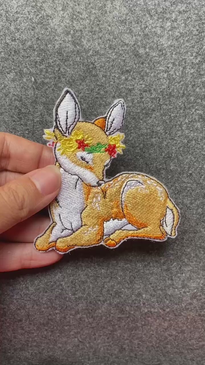 Deer Fawn Flower Crown Patch