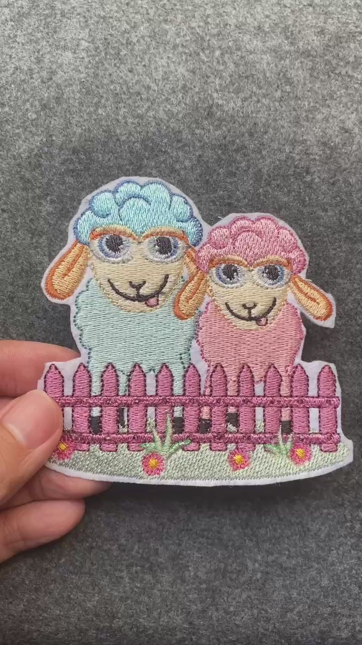 Sheep Pair on Fence Patch