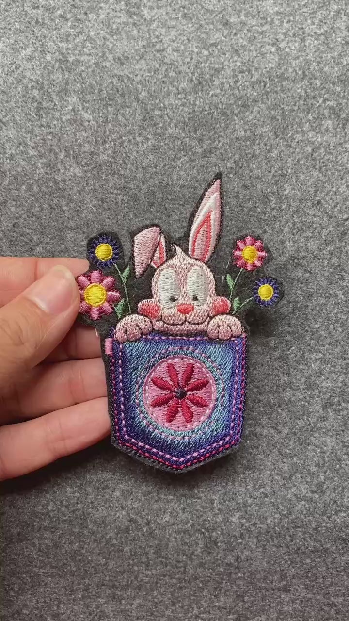 Bunny in Pocket Flowers Patch