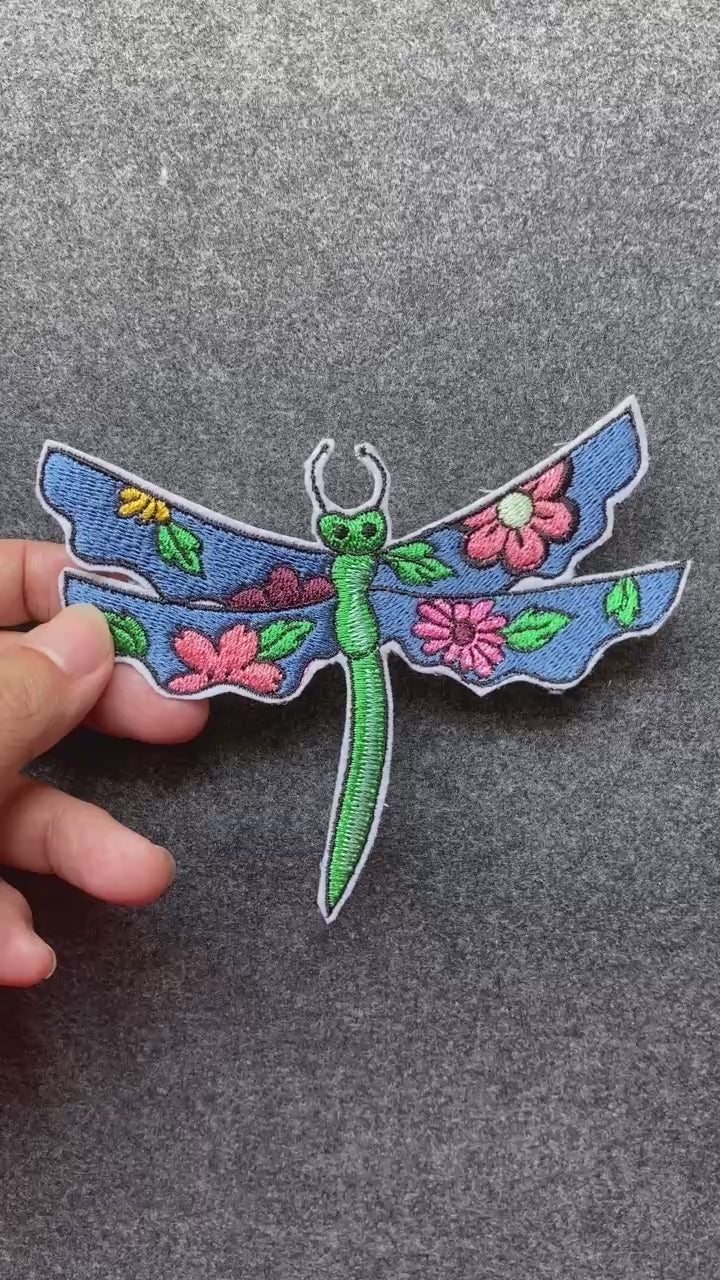 Dragonfly with Flowers Patch