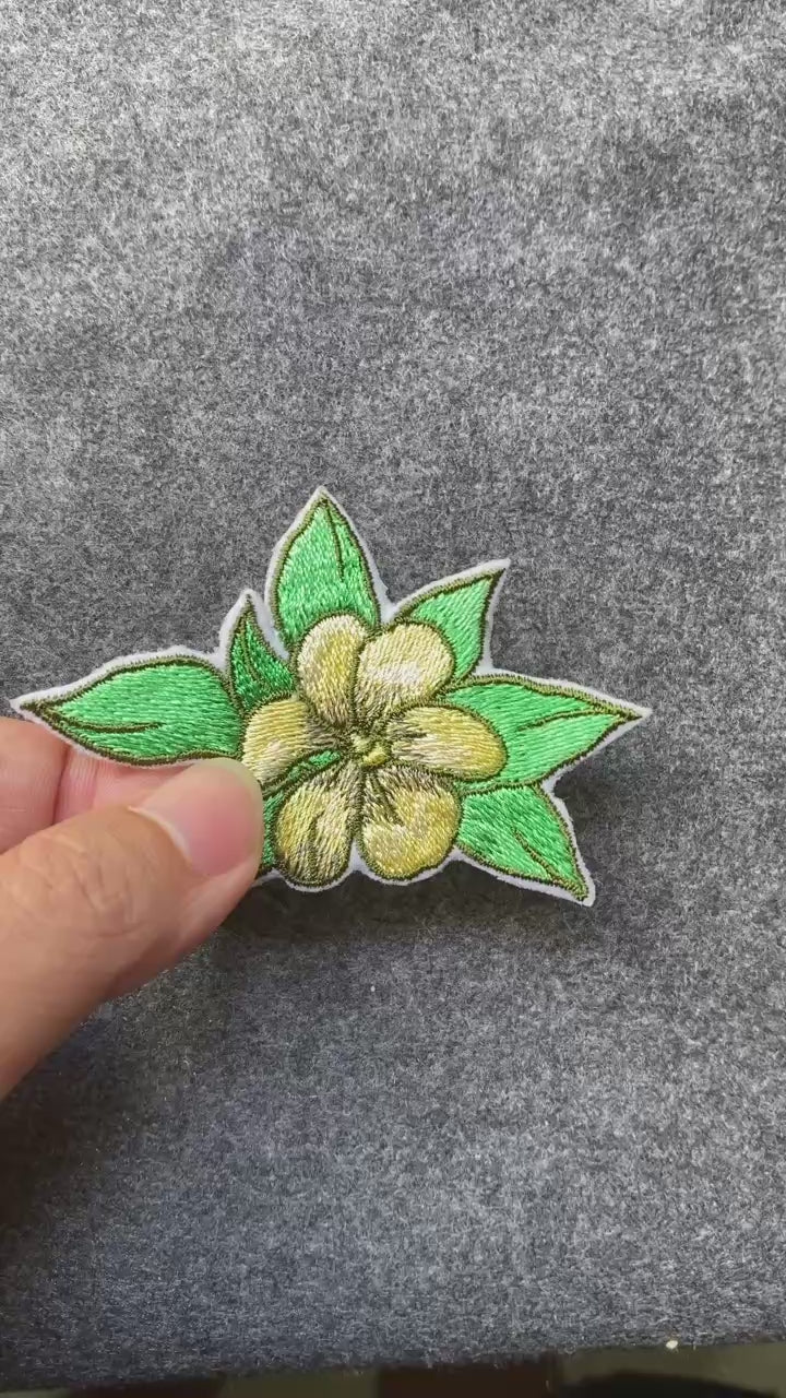 Tropical Yellow Flower Leaves Patch