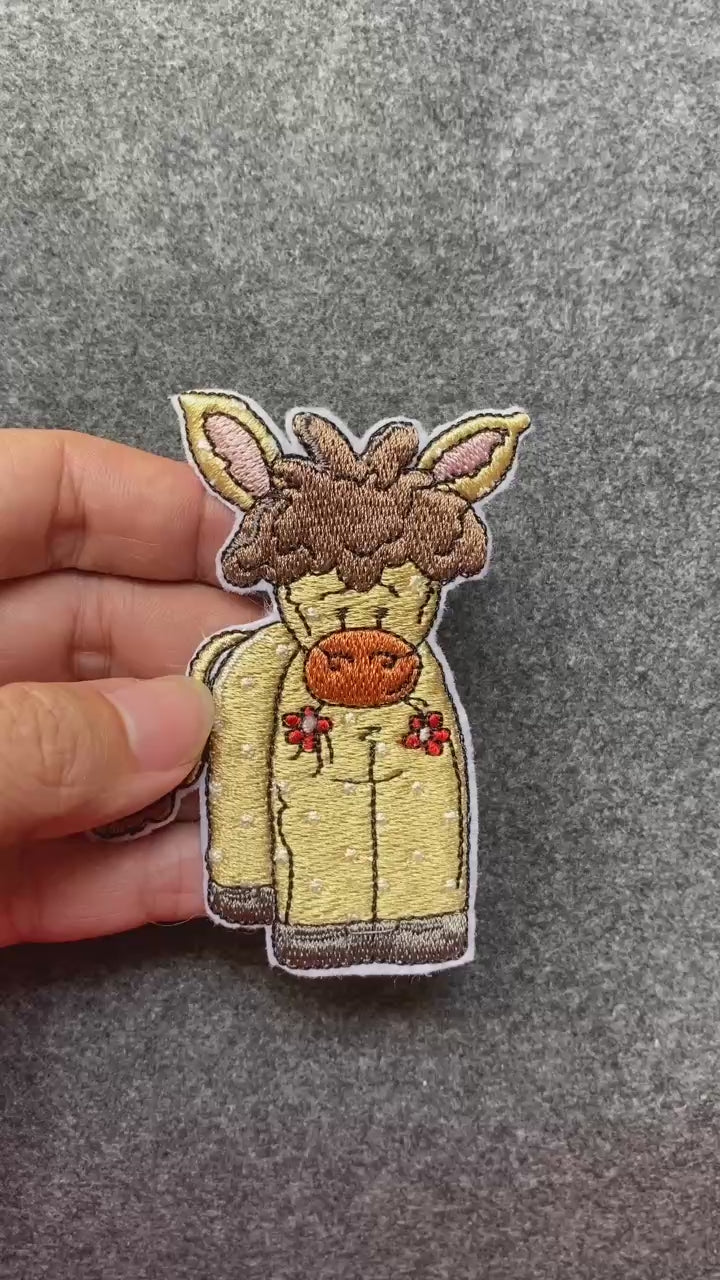 Spotted Donkey with Flowers Patch