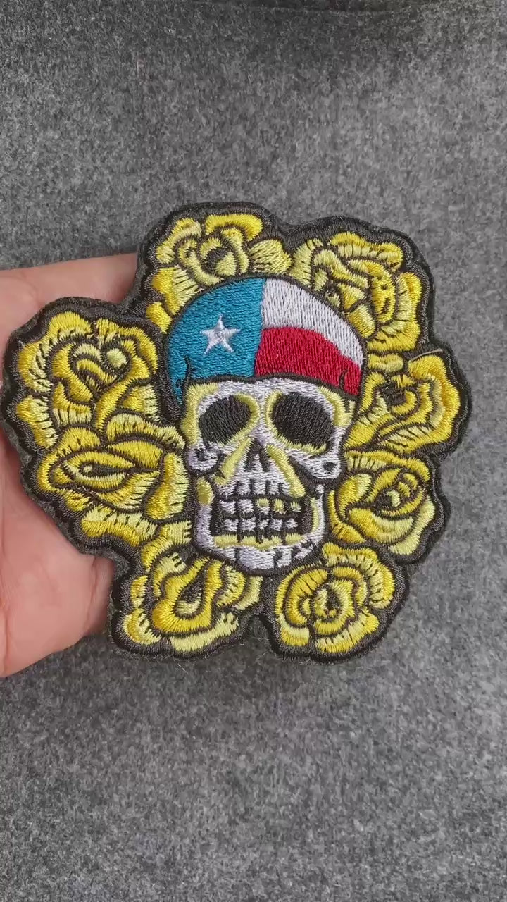 Texas Skull with Yellow Roses Patch